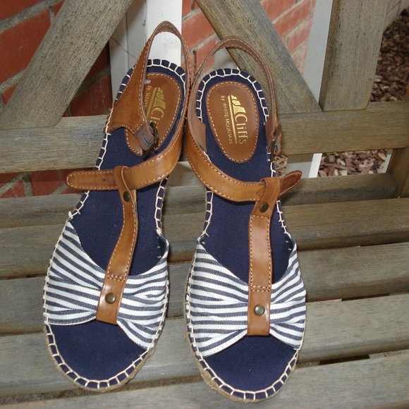 CLIFFS BY WHITE MOUNTAIN SANDALS NAVY BLUE SIZE 10M - Picture 1 of 7